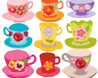 Teacups Clip Art -  tea cups clip art - Tea Party Clip Art - Afternoon tea