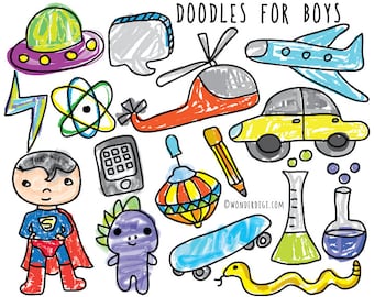 Boys Clipart - Kids clipart Doodles Clipart - hand drawn clip art