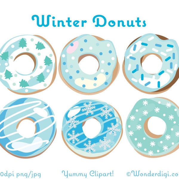 Donuts Clip Art - Christmas Donuts Clipart -Winter Donut Clip Art - Christmas Clipart - INSTANT DOWNLOAD