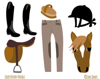 Equestrian Clip Art - Horseriding Clip Art - Horse Clip Art  - Illustration