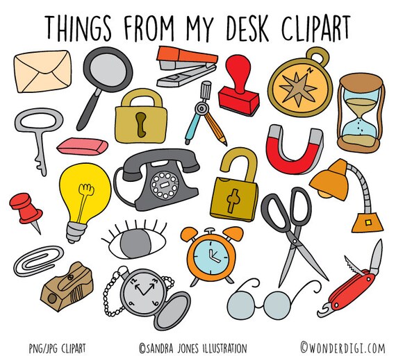 Hand Drawn Clip Art Doodles Clip Art Office Supplies Clipart Etsy