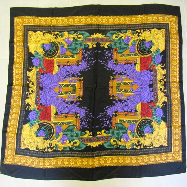 Vintage 43" Square Silk Scarf - Vibrant Colors