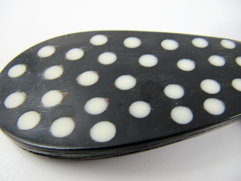 Vintage Horn with Shell Dots Inlay Set of 2 Caviar Spoons 2 salad Spoons