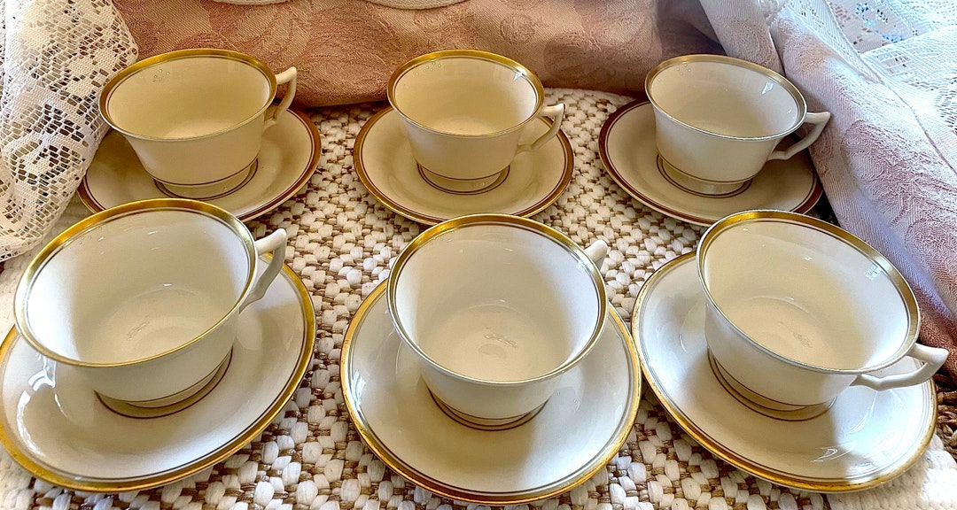 Set of 6 Old Ivory Syracuse China Tea Cups and Saucers With Etsy