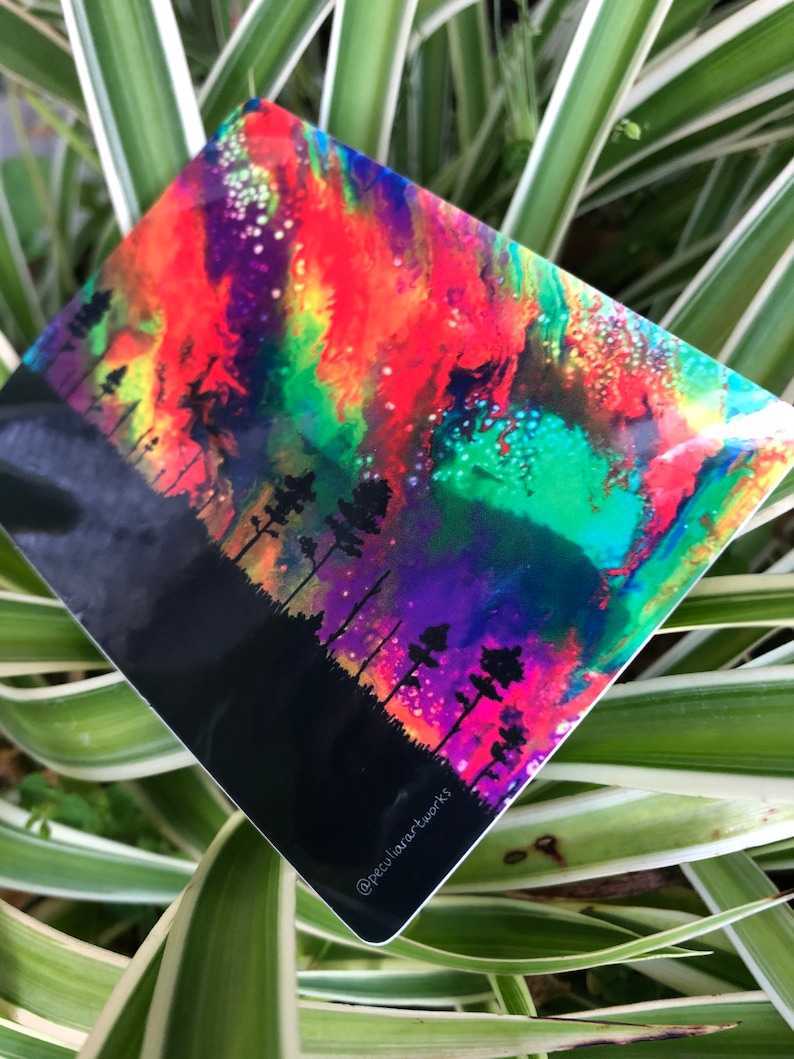 Cosmic Forest Abstract Waterproof Vinyl Sticker