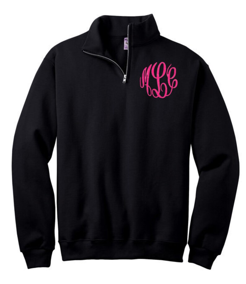 1/4 Zip Monogrammed Collar Sweatshirt Threaded monogram | Etsy