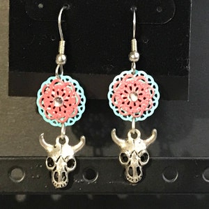 Steer Skull & Concho Earrings