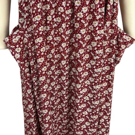 90s Grunge Floral Maxi Dress Medium, Red Daisy Pr… - image 3