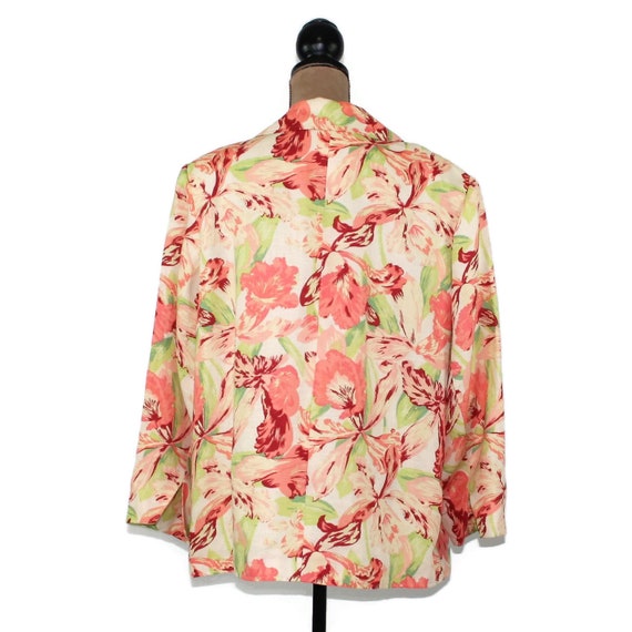 90s Y2K Plus Size Tropical Floral Jacket 2X, Orch… - image 5