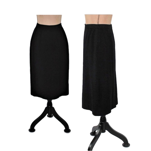S 80s Black Wool Midi Skirt Small, High Waist Pencil Skirt, Straight Worsted Minimalist, 1980s Clothes Women, Vintage Clothing Bagatelle
