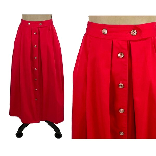 Red Pleated Skirt Etsy