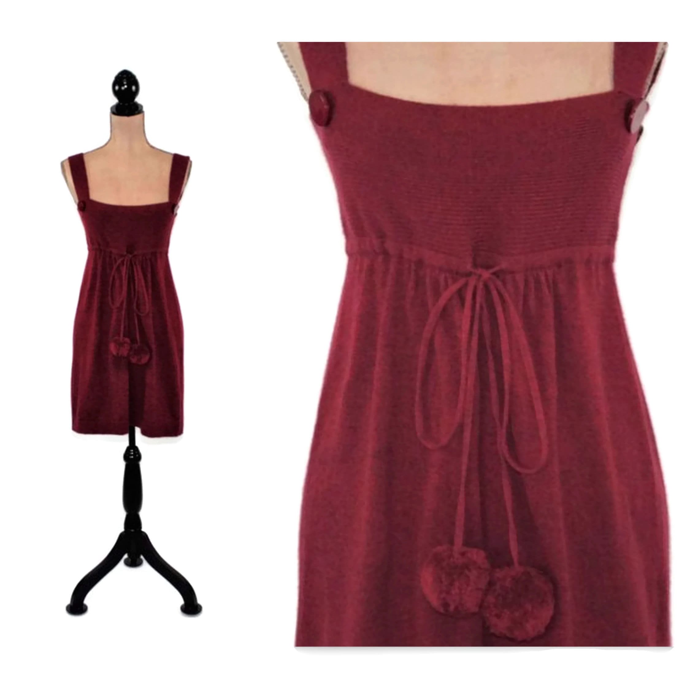 dark red jumper dress