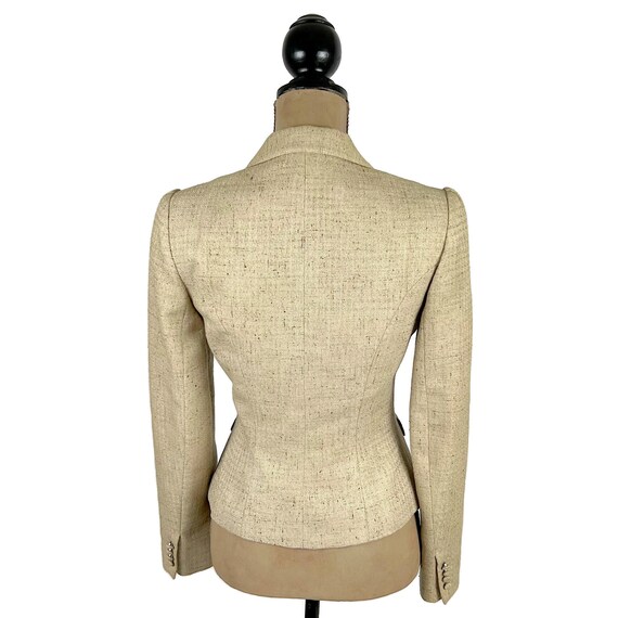 S 70s Tan Tweed Blazer Small, Fitted Tailored Sui… - image 8