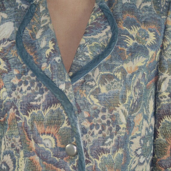 M Y2K Blue Floral Blazer Medium, Tapestry Jacket … - image 2