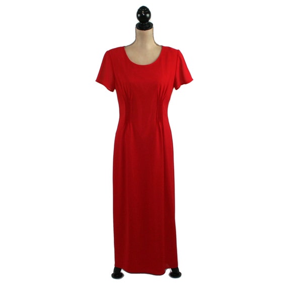 M 90s Modest Evening Dress Medium, Elegant Maxi R… - image 3