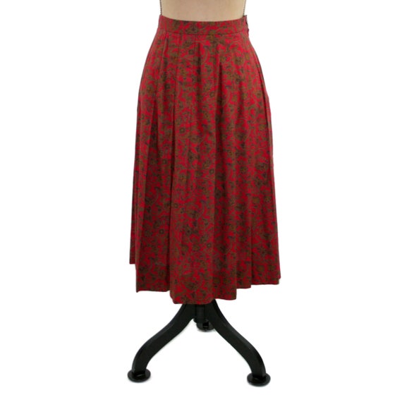 S 80s Red Paisley Print 2 Piece Set, Skirt and To… - image 3