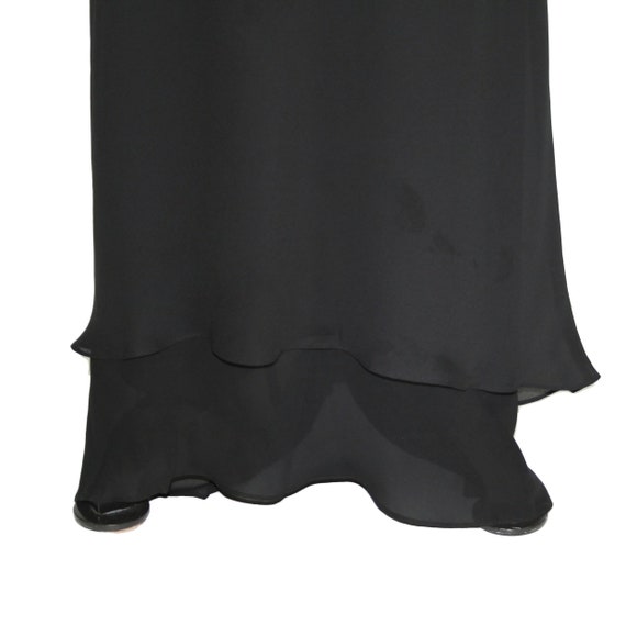 S-M 90s Long Black Chiffon Maxi Dress with Train,… - image 3