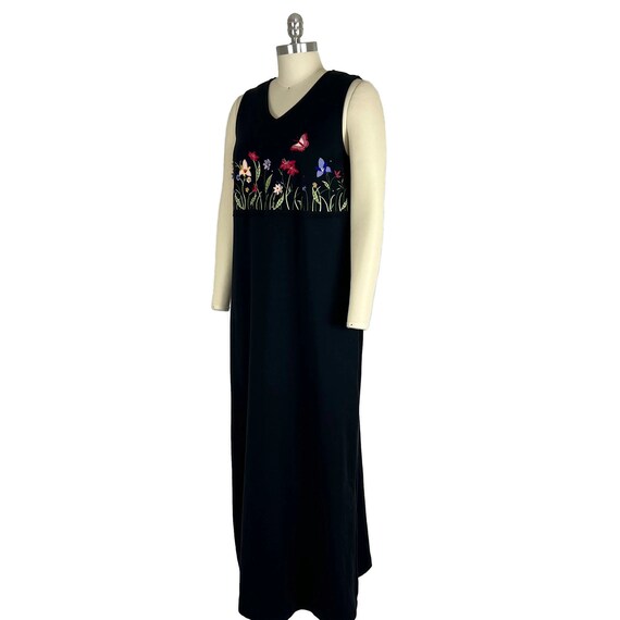 M 90s Embroidered Black Sleeveless Cotton Jersey … - image 6