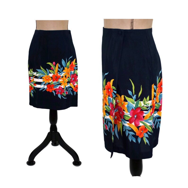 Plus Size Wrap Skirt XL Rayon Midi Skirt Size 16 Navy Blue Etsy