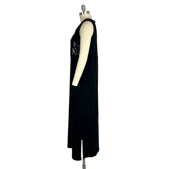 M 90s Embroidered Black Sleeveless Cotton Jersey … - image 7