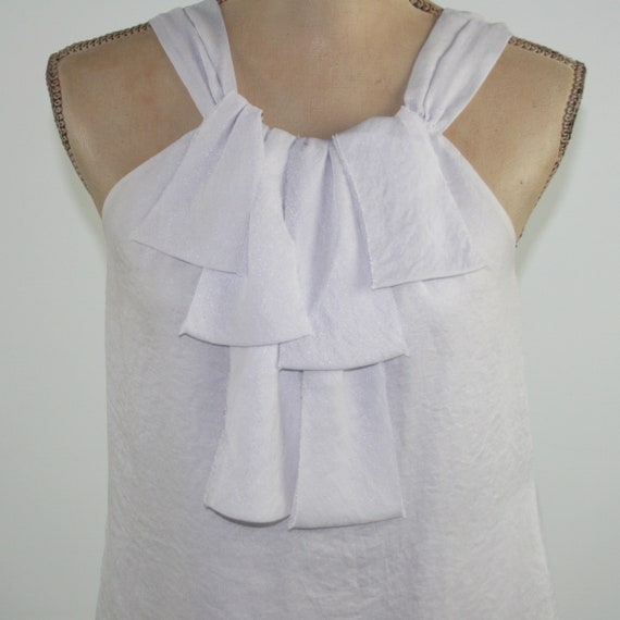 XS-S Y2K Lavender Chiffon Blouse, Jabot Sleeveles… - image 2