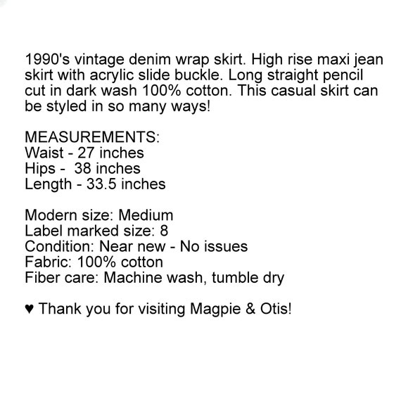 M 90 Long Denim Wrap Skirt Medium, Pencil Maxi Je… - image 9