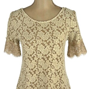 Sheer Lace Tops for Women, See Through Blouse, Short Sleeve Shirt Scoop ...