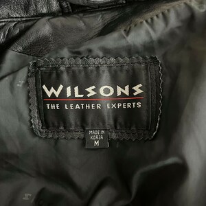 Vintage WILSONS Oversized Black Leather Coat Women, Round Shoulder Pad Dolman Sleeve 80s New Wave 90s Minimalist Trench Coat Medium to Large image 8