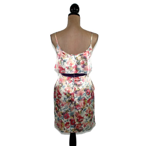 90s Spaghetti Strap Mini Dress XS, Floral Summer … - image 7