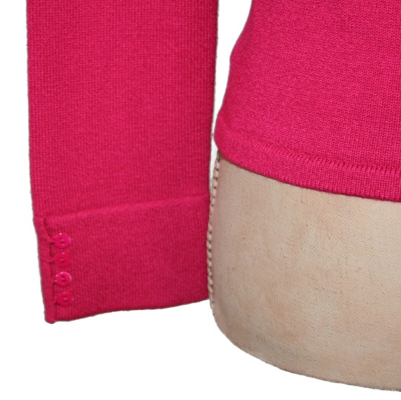 Petite XS 90s Y2K Fuschia Fitted Sweater Top, Kni… - image 3