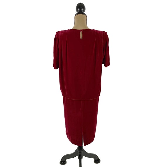 M Red Velvet Midi Dress Medium, 80s does 20s Styl… - image 6