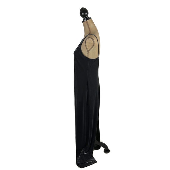 M 90s Dark Gray Velvet Maxi Dress Medium, Fitted … - image 5