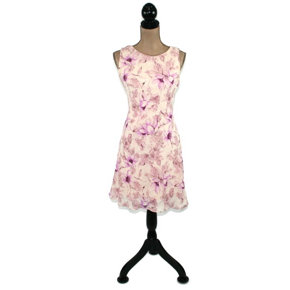 S 80s 90s Pastel Floral Chiffon Midi Dress Small,… - image 4