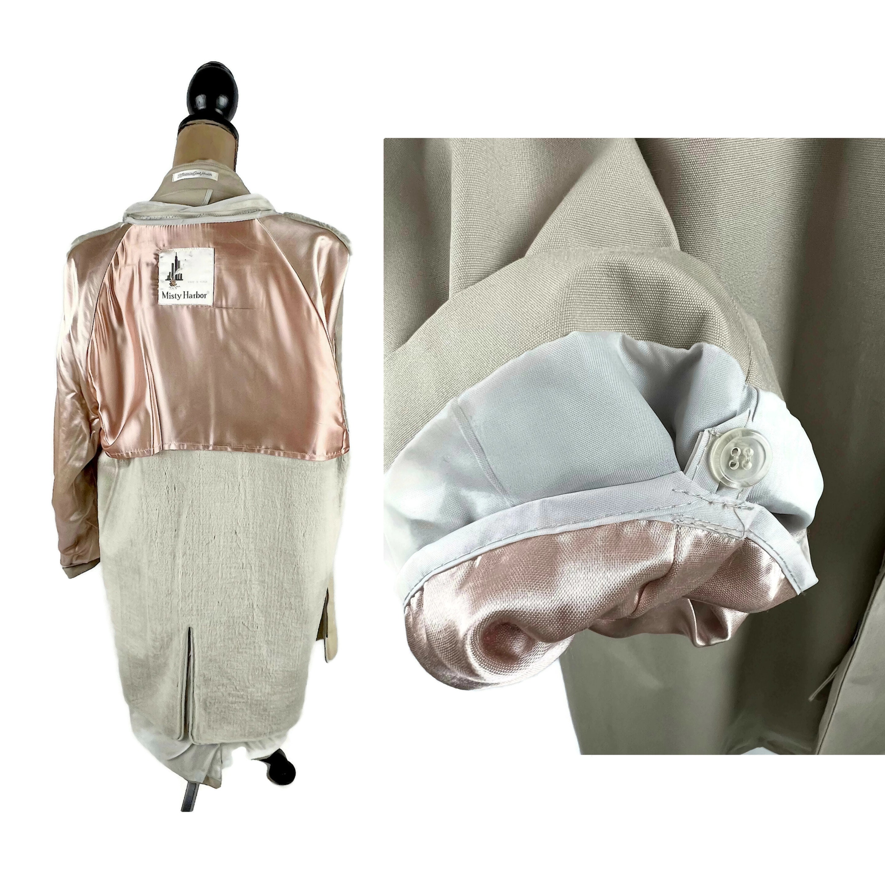 80s Vintage Men's Raincoat With Plush Zip Out Lining, Beige 80s Vintage Men's Raincoat With Plush Zip Out Lining, Beige
