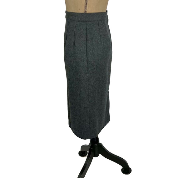 M 80s Gray Wool Pencil Skirt Medium, High Waist M… - image 5