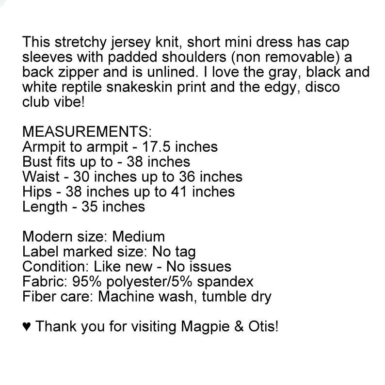 M 90s Y2K Short Snake Print Dress Medium, Cap Sleeve Jersey Knit Bodycon Mini Dress, Reptile Gray Black White, Club Clothes Women Vintage image 8