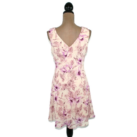 S 80s 90s Pastel Floral Chiffon Midi Dress Small,… - image 6