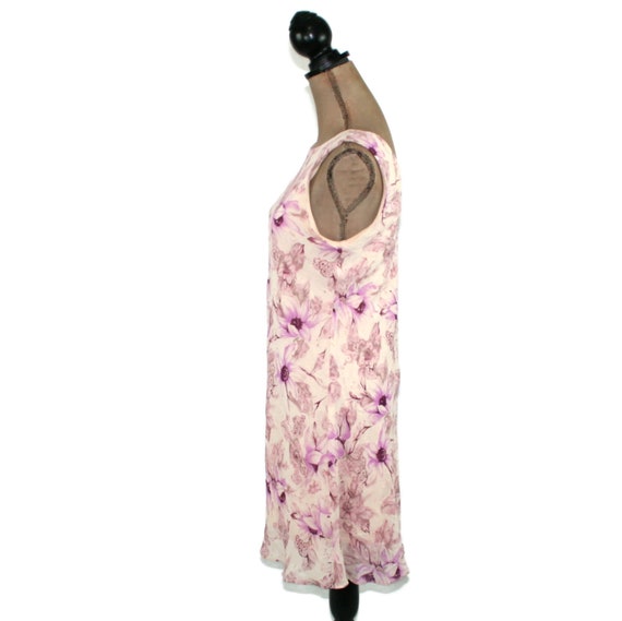 S 80s 90s Pastel Floral Chiffon Midi Dress Small,… - image 5