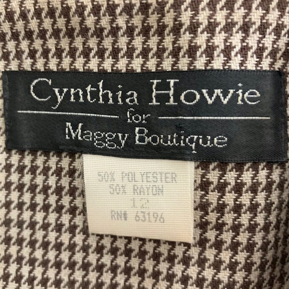 M-L 80s Houndstooth Jacket, Velvet Collar Brown &… - image 6