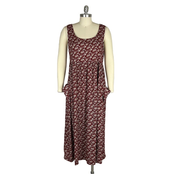 90s Grunge Floral Maxi Dress Medium, Red Daisy Pr… - image 5
