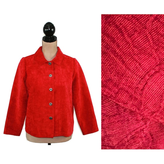 90s Y2K Red Jacket Petite Small, Boxy Loose Fit C… - image 1