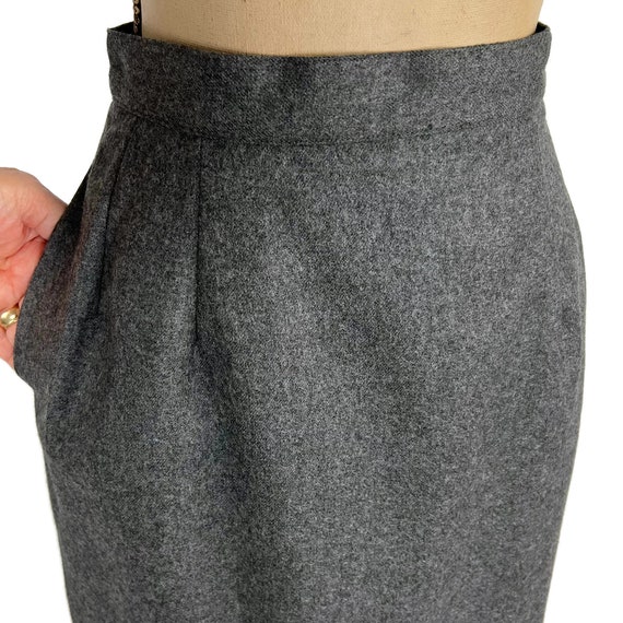 M 80s Gray Wool Pencil Skirt Medium, High Waist M… - image 3