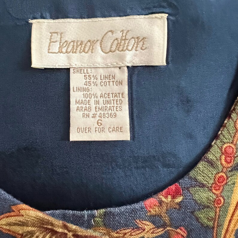 M 90s Cottagecore Floral Vest Medium, Linen Cotton Print Button Up Waistcoat, 1990s Clothes Women Vintage ELEANOR COLTON Bild 7