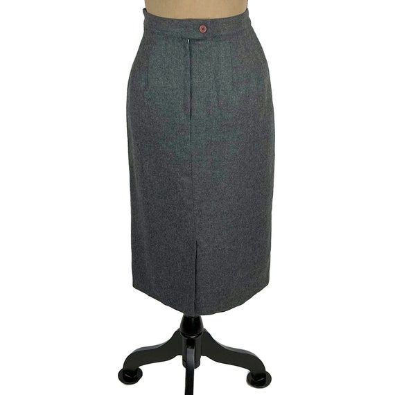 M 80s Gray Wool Pencil Skirt Medium, High Waist M… - image 7