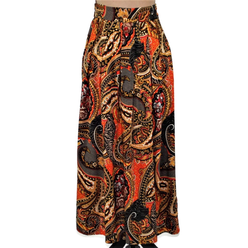 Long Pleated Skirt Rayon Paisley Print 90s Maxi Skirt With | Etsy