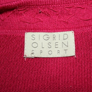 Petite XS 90s Y2K Fuschia Fitted Sweater Top, Knit Long Sleeve Blouse Dark Pink Raspberry V Neck Pullover Clothes Women Vintage SIGRID OLSEN image 8