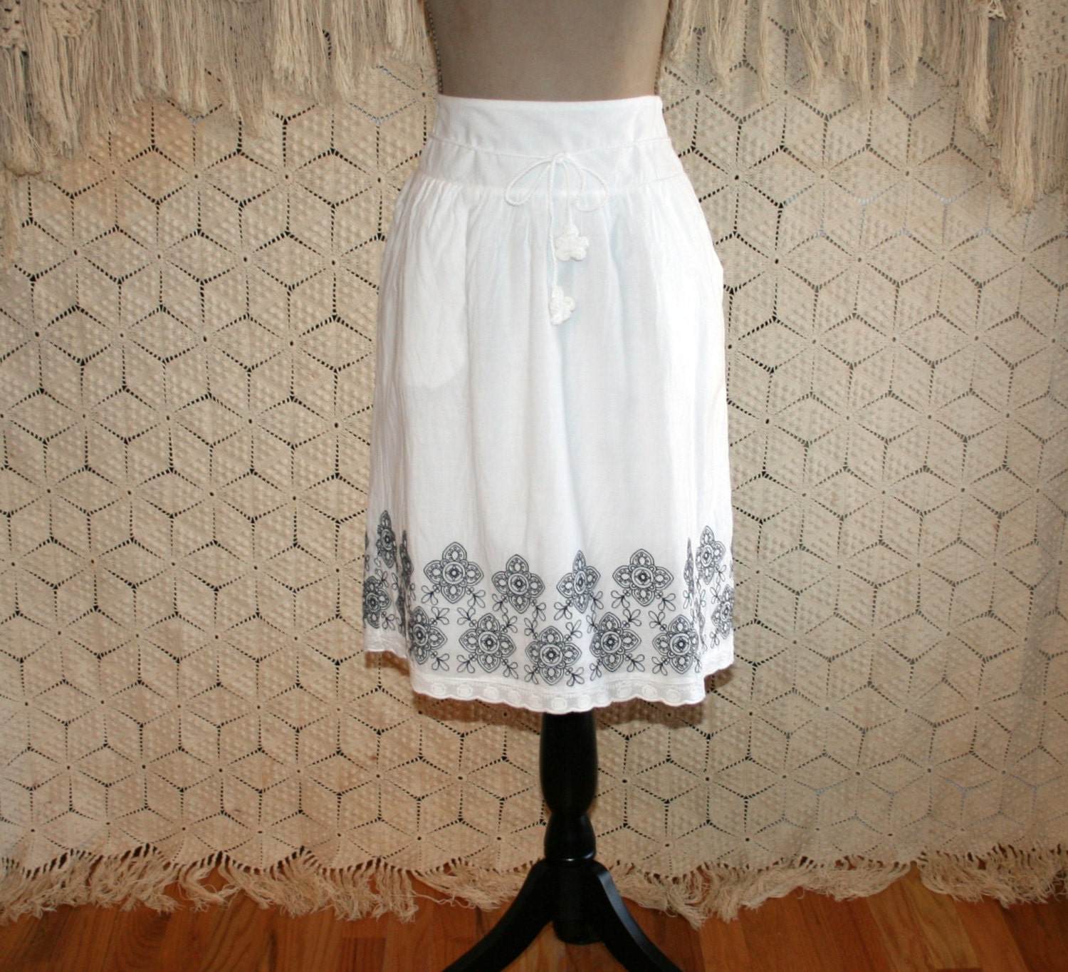 White Cotton Skirt Women Embroidered Peasant Skirt Hippie Boho Etsy