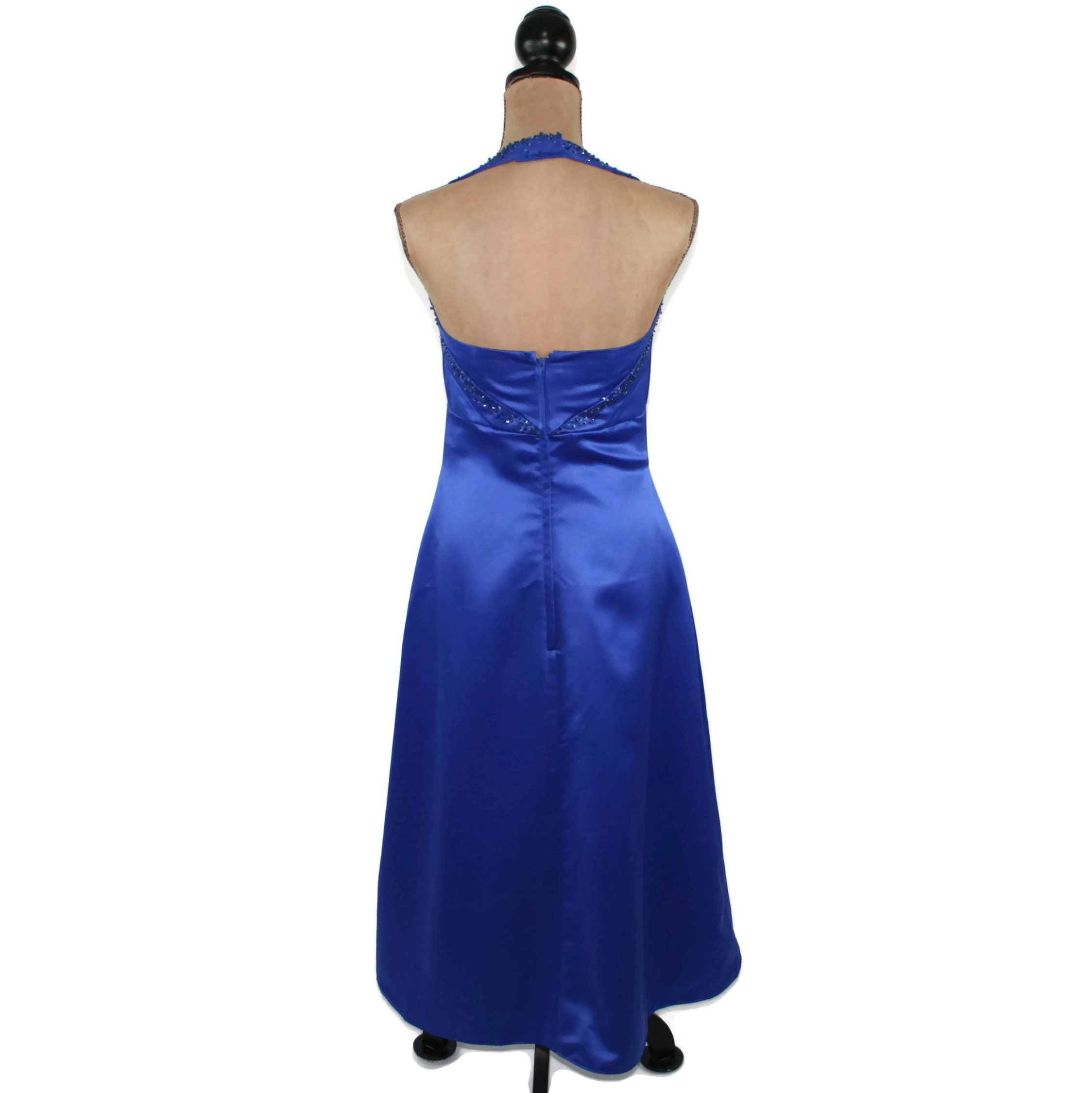 Royal Blue Satin A Line Formal Dress Tea Length Prom | Etsy
