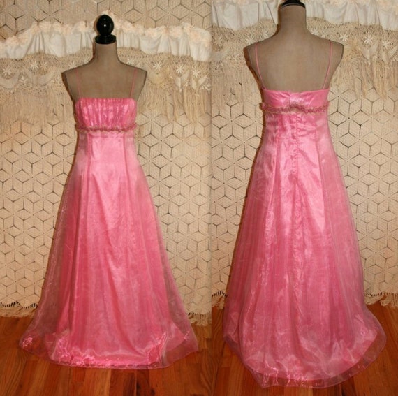 pink 80s prom dress