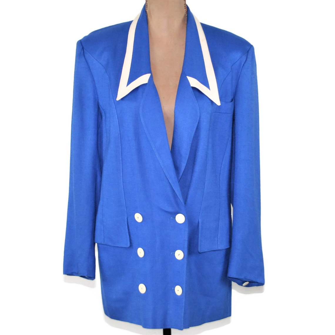 80s Oversized Shoulder Pad Blazer Women Medium Double Etsy